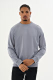 Süperlife Erkek Gri Bisiklet Yaka Ribanalı Regular Fit Sweatshirt spr26swk930