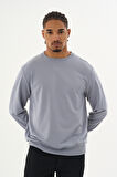 Süperlife Erkek Gri Bisiklet Yaka Ribanalı Regular Fit Sweatshirt spr26swk930