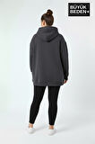 Kadın Büyük Beden Kapüşonlu Brooklyn Baskılı Sweatshirt SPR26BSWK961