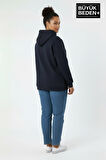 Kadın Büyük Beden Rahat Kalıp Hoodie -Unified Baskılı Kapüşonlu Sweatshirt SPR26BSWK968