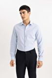 DeFacto Slim Fit Dar Kesim Polo Yaka Petek Dokulu Uzun Kollu Gömlek B6476AX24SPBE523