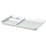 2 Adet Bölmeli Kahvaltı Tabak MeridyenDukkan Beyaz Renk 31x19 cm Feldispat Porselen Sunum-Servis Tabağı