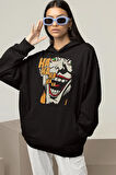Ha Ha Ha Yazılı Joker Baskılı Unisex Oversize Dc Hoodie