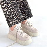 Emwa Bej Cilt Bağcıklı Spor Ayakkabı