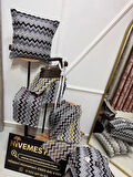 NİVEMESHOME LACİVERT GRİ ELYAF DOLGULU KIRLENT KILIFI 45X45