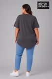 Büyük Beden Kadın Bisiklet Yaka Basic Oval Etek Detalylı 3xl-6xl Uzun Tunik SPR26BTSK502