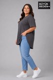 Büyük Beden Kadın Bisiklet Yaka Basic Oval Etek Detalylı 3xl-6xl Uzun Tunik SPR26BTSK502