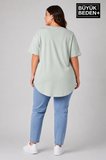 Büyük Beden Kadın Bisiklet Yaka Basic Oval Etek Detalylı 3xl-6xl Uzun Tunik SPR26BTSK502