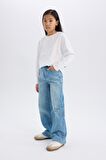 DeFacto Kız Çocuk Wide Leg Geniş Paça Jean Pantolon D9157A825SPNM28