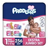 Paddlers Bebek Bezi 1 Numara Yenidoğan 256 Adet (2-5 Kg) Ekstra Jumbo Set