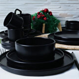 Keramika Mat Siyah Stackable Yemek/Kahvaltı Takımı 20 Parça 4 Kişilik