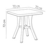 Omnipazar MT-GF235 Prima Isola Plastik Kare Bahçe Balkon Masa 70x70 cm