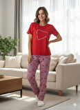 KADIN YAZLIK KIRMIZI PİJAMA TAKIM