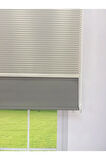 LUNA Serisi Açık Gri Tül Antrasit Gri Stor Perde Işık Kontrollü, Çift Mekanizmalı, Kolay Montaj