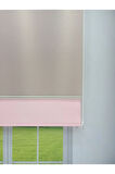 LUNA Serisi Açık Gri Tül Pembe Stor Perde Işık Kontrollü, Çift Mekanizmalı, Kolay Montaj
