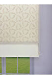 NOVA Serisi – Üç Yaprak Desenli Çift Mekanizmalı Bej Tül Stor Krem Perde
