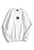 Unisex Sweatshırt Oversize Bisiklet Yaka Art Work Baskı
