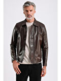 Stefan Erkek Gömlek Yaka Deri Mont
