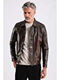 Stefan Erkek Gömlek Yaka Deri Mont