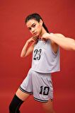 DeFactoFit Crop Bisiklet Yaka Baskılı Sporcu Atlet B8969AX24SMGR445