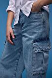 DeFacto Kız Çocuk Wide Leg Kargo Geniş Paça Pamuklu Jean Pantolon D9694A825SPNM39