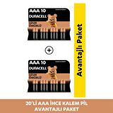 Duracell Alkalin Aaa Ince Kalem Piller 20'li