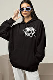 Minimalist Köpek Baskılı Unisex Oversize Dog Hoodie
