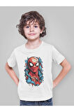 Örümcek Adam Kahraman Baskılı Unisex Spider-Man Film Çocuk Tişört (1-12 Yaş)