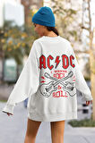 Rock Metal Müzik Grubu Baskılı Unisex Oversize AC DC Sweatshirt