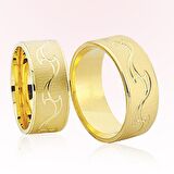 Sarı Desenli Altın Alyans 6801