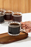Porsima 11412 Boncuk Kulplu 6lı Cam Kahve Çay Bardağı Seti 250ml