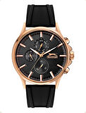 SLAZENGER ROSE GOLD KASA DUAL TİME ÖZELLİKLİ 5 ATM SU GEÇİRMEZ SİLİKON KAYIŞLI ERKEK KOL SAATİ