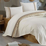 Clasy Çift Kişilik Püsküllü Pike Takımı Bohemline V5 EKRU