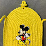 Uretti - Arzu 4080 - El Örgüsü Mickey Mouse Baskılı Sarı Kız Çocuk Çapraz Çanta