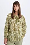DeFacto Relax Fit Desenli Vual Uzun Kollu Tesettür Bluz Tunik C9738AX24SMGN1156
