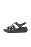 VENÜS KADIN HAKİKİ DERİ  DOLGU TOPUKLU COMFORT GÜNLÜK SANDALET (36-40)  24Y 23023213Y Z