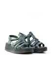 VENÜS KADIN HAKİKİ DERİ  DOLGU TOPUKLU COMFORT GÜNLÜK SANDALET (36-40)  24Y 23023213Y Z