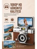 Mini Retro Dijital Kamera 1080P Hd Video Fotoğraf Makinesi – 180° Dönen Selfie Ekranlı Kahverengi