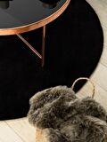 Tappeto Rex Tavşanı Dekoratif Yuvarlak Post Halı Siyah (Tüy Yüksekliği 22 mm)