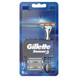 Gillette Sensor3 Tıraş Makinesi + Yedek Tıraş Bıçak 6'lı