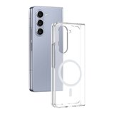 Galaxy Z Fold 5 Kılıf Kamera Korumalı MagSafe Şarj Özellikli Lüx Şeffaf London Silikon Kapak