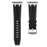 Apple Watch 7 45mm Uyumlu Kordon Kot Kumaş Tasarımlı KRD-153 Gümüş-Siyah