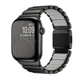 Apple Watch Ultra 49mm Uyumlu Kordon Metal Kasa Silikon İç Kısım Tasarım Siyah-Gri