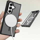 Galaxy Z Fold 7 Kılıf MagSafe Şarj Özellikli Kamera Korumalı Arkası Buzlu Şeffaf Lunex Kapak