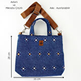 WoodyCord El Yapımı Kot Nakışlı Çanta - Fonksiyonel ve Şık