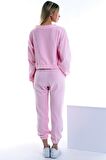Kadife Yuvarlak Yaka Uzun Kollu  Sweatshirt Cepli Bel Lastikli Pantolon Takım