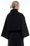 Kolları Volanlı Geniş Dik Yaka Crop Cool Sweatshirt