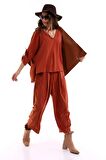 Kalın Fitilli Kadife Oversize Dökümlü Önü Pileli Şık Rahat Retro Şalvar Pantolon