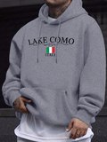 Lake Como Italia Harfli Baskılı Kazaklar Erkek Rahat Sokak Modası Sweatshirt Sonbahar Polar S