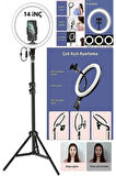 Fill Light LED Işıklı Tripod 14 Inç Halka Youtuber Tiktok Makyaj Işığı Ayaklı 14 Inç